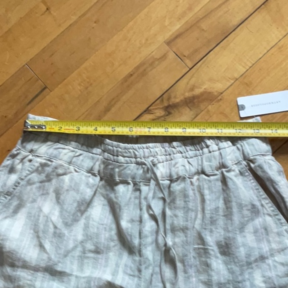 ANTHROPOLOGIE Beachy Linen Short Striped Pull on Drawstring - Picture 8 of 12
